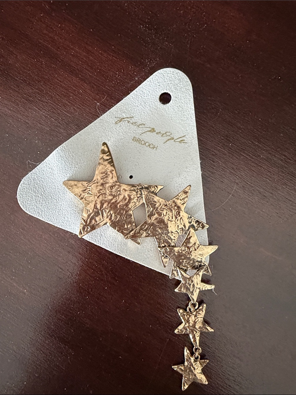 Free People Gold Hammered Cascading Star Brooch